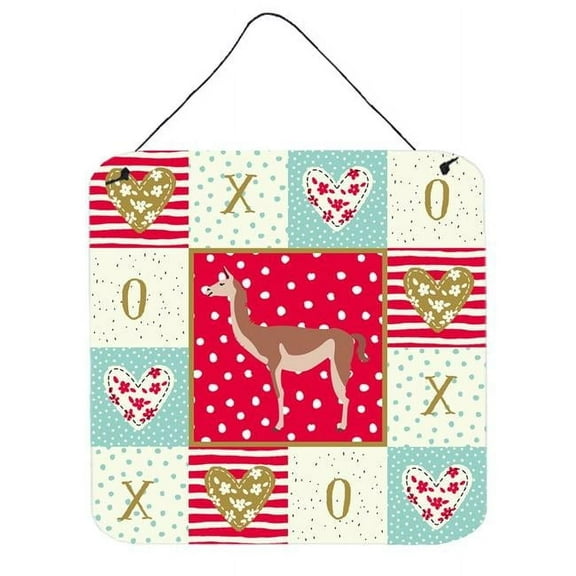 Caroline's Treasures CK5348DS66 Guanaco Love Wall or Door Hanging Prints, Red, 6x6, multicolor