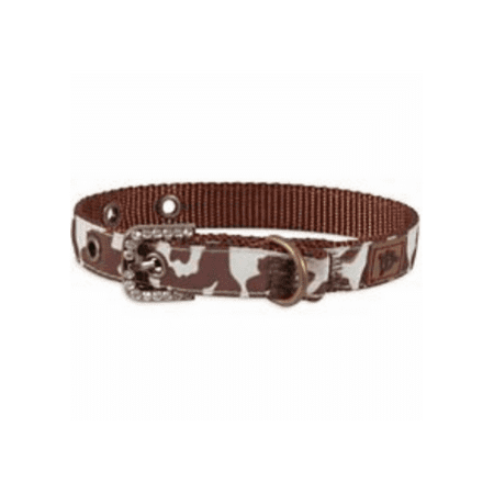 - MuttNation Fueled Cowhide Print Custom Fit Dog Collar Small Brown 5/8x8-12 inch