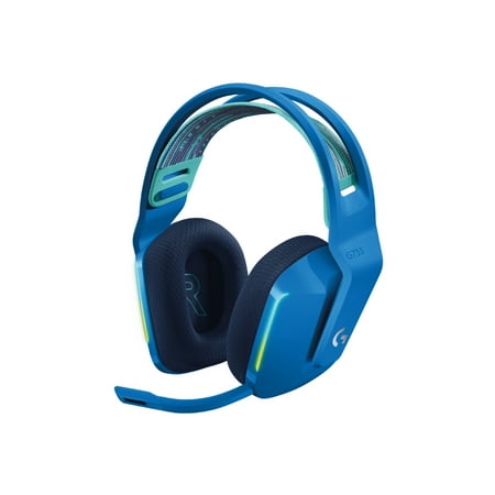 Logitech G733 Lightweight Wireless Bluetooth Gaming Headset Microphone, LIGHTSPEED Gaming Grade Wireless Technology, 7.1 Surround Sound, RGB Lighting, Blue