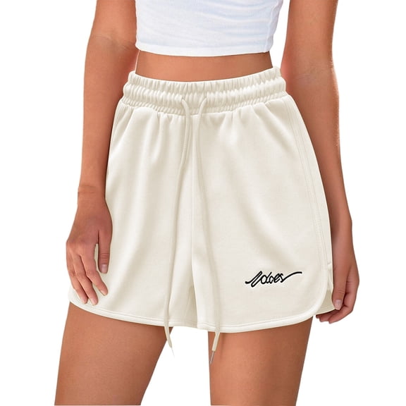 cocolona Womens Summer Casual Loose Athletic Shorts Solid Color Elastic Waist Drawstring Gym Running Shorts with Pocket