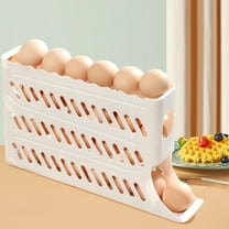 COM1950s Automatic Rolling Egg Dispenser,4-Tier Refrigerator Eggs Organizer with Space-Saving Design,Large Capacity Holds 30 Eggs for Kitchen Storage