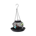 thumbnail image 2 of Butterfly Decorated Solar Bird Feeder, Black Mesh Hanging Seed Feeder with LED Light, Weatherproof Garden Decor for Wild Birds, 2 of 6