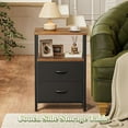 thumbnail image 6 of Night Stand Set of 2, Nightstand with 2 Drawers, Bed Side Table with Open Shelf, Wooden Top, End Table, Fabric Drawer, for Bedroom, 6 of 8