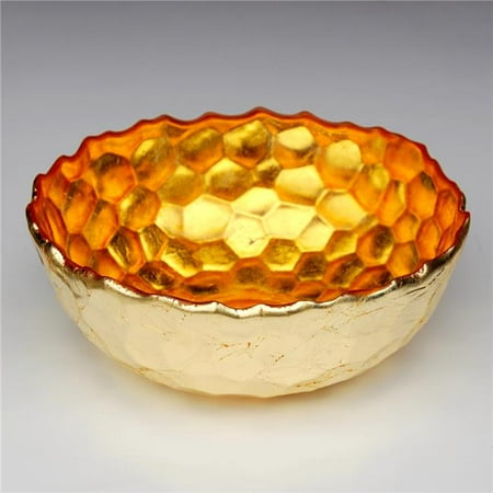 

Red Pomegranate 1083-6 9.5 in. Hive Serving Salad Bowl Amber & Gold