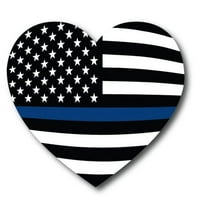 Magnet Me Up Thin Blue Line American Flag Heart Magnet Decal, 5 In, Vinyl Automotive Magnet