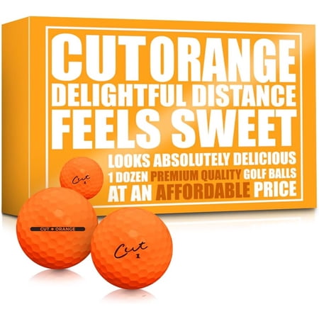 Cut Golf - Soft Feel Peak Distance Golf Balls - One Dozen Decreased Ball Spin - Improved Accuracy, Green Side Control, Distance, Ball Flight, Visibility - Matte - Orange Golf Balls