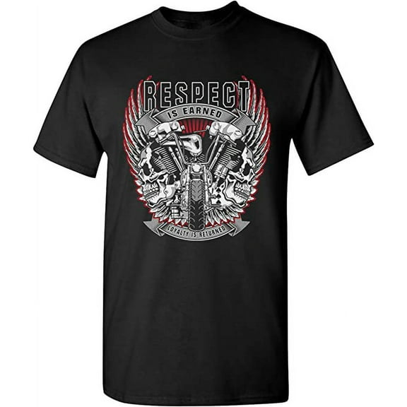 Tee Hunt Respect is Earned T-Shirt Outlaw Biker Route 66 Ride or Die Skulls Men's Tee