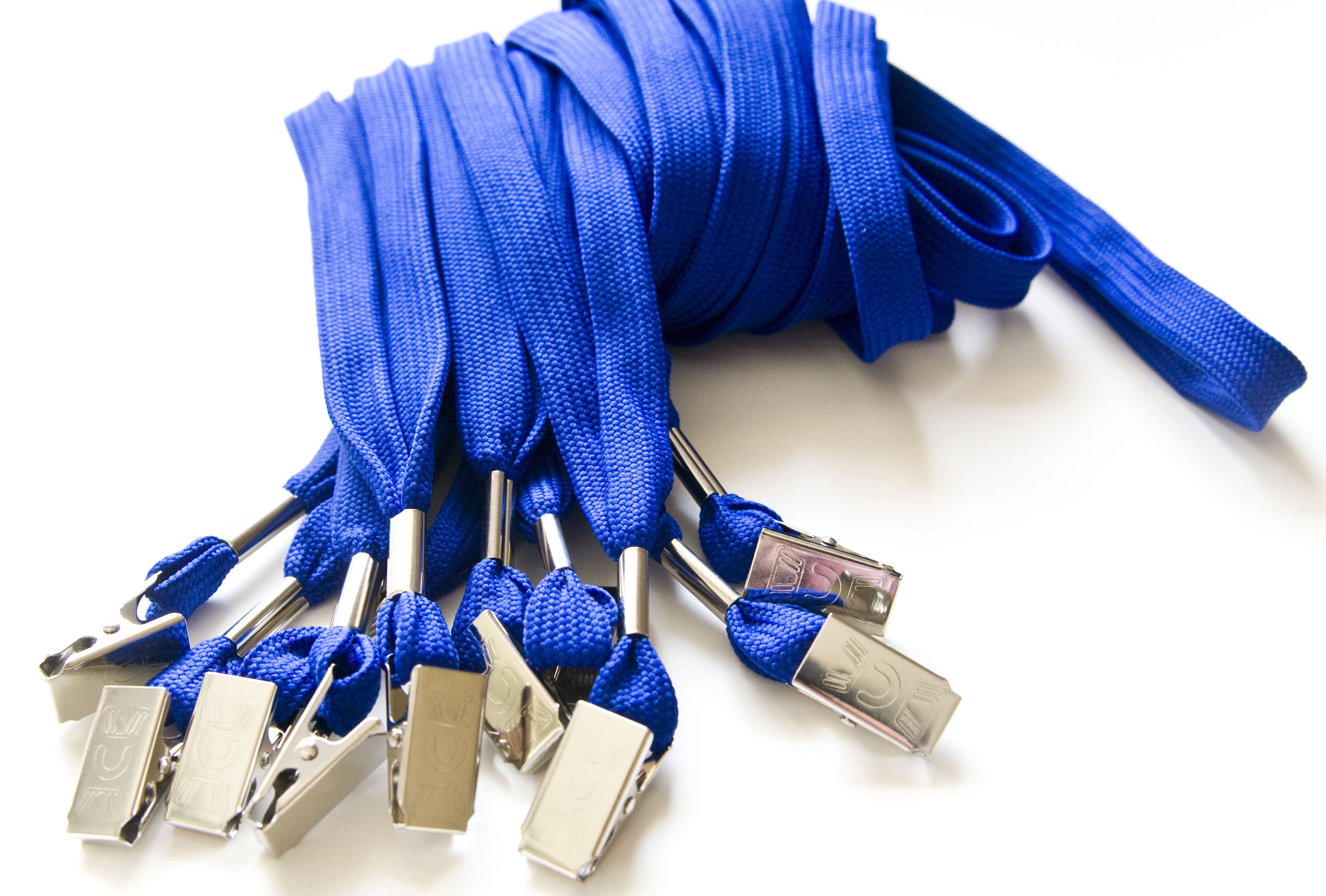 100pcs Flat ID Neck Lanyards for Badges with Bulldog Clip, Royal Blue by OnDepot
