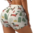 thumbnail image 2 of Xecao Christmas Dachshund Dog Print Workout Shorts for Women Soft Smooth Gym Yoga Scrunch Active Tennis Workout Running Shorts, 2 of 9