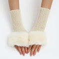 thumbnail image 4 of Ladies Warm Knit Fingerless Gloves Convertible Mittens Fashion Flowers One Size, 4 of 6