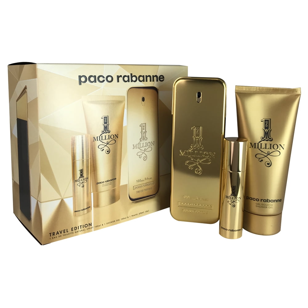 Paco Rabanne 1 Million for Men by Paco Rabanne 3.4 oz EDT 3 Pc Travel