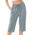 thumbnail image 2 of XuJwPNcy Women's Sweatpants Capri Pants Cropped Jogger Running Pants Lounge Loose Fit Drawstring Waist with Pockets, 2 of 7