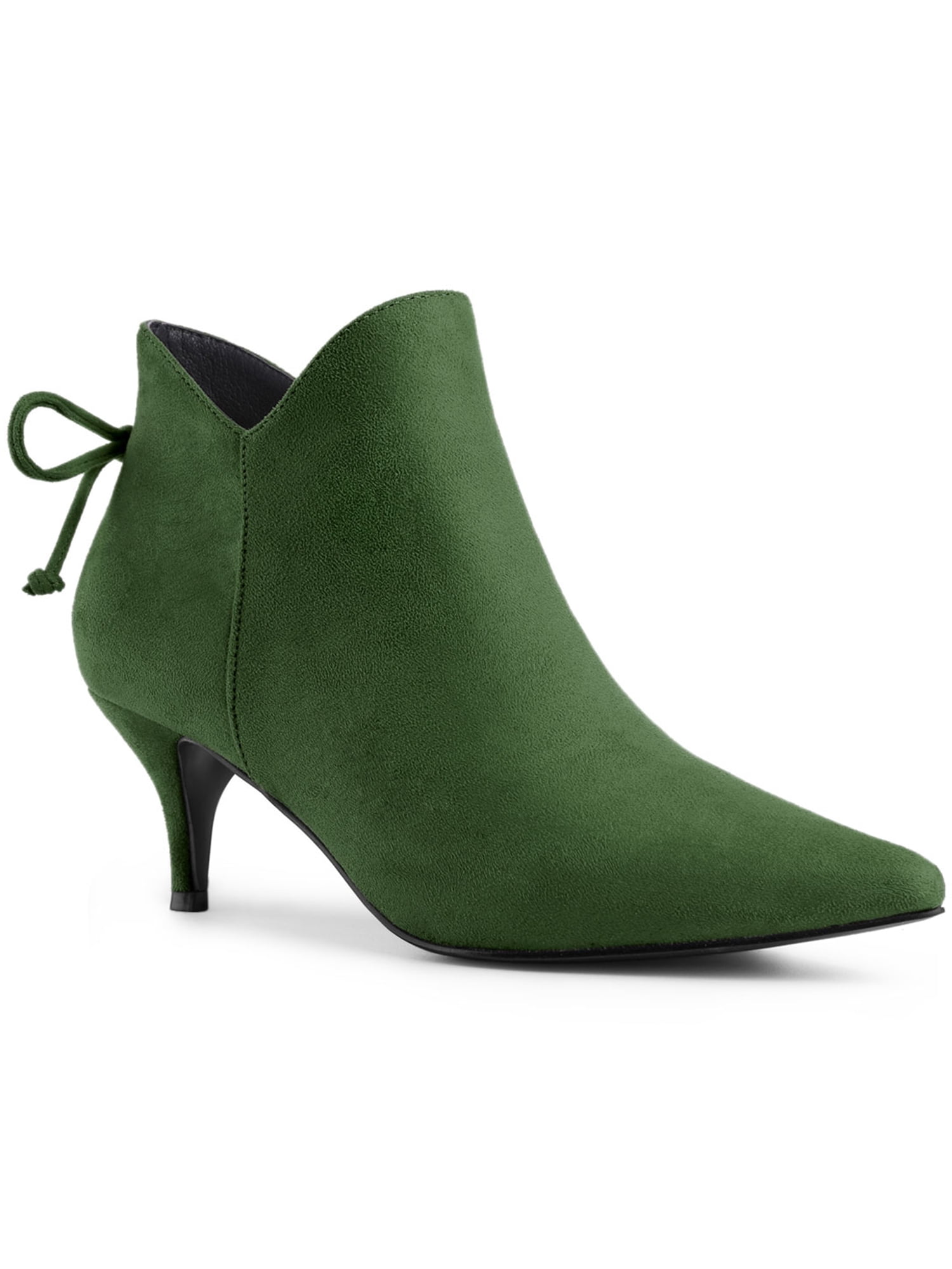 Allegra K Women's Pointy Toe Kitten Heel Ankle Booties - Walmart.com