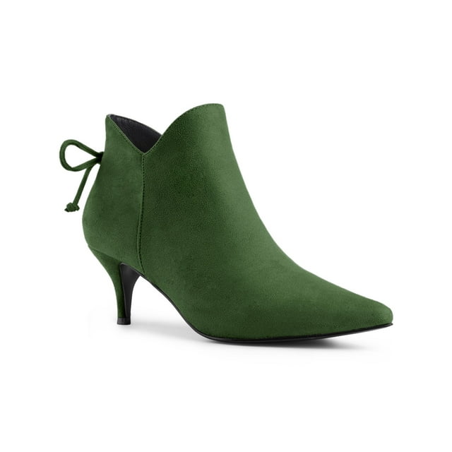 Unique Bargains Bottines à Talon Kitten à Bout Pointu pour Femmes Vert 6,5