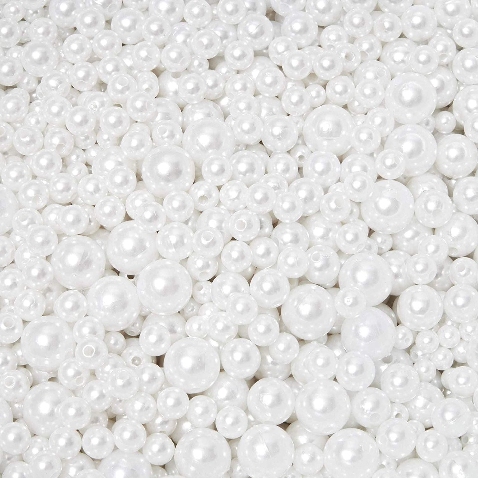 500 Pieces Pure White Half-Round Pearl Beads for Crafts Assorted Mixed Sizes