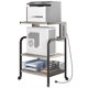 thumbnail image 1 of Gran soporte para impresora con tomas de corriente y puertos USB, mesa móvil para impresora con estante de almacenamiento, soporte de 3 niveles con ruedas para oficina en casa, gris rústico, 1 of 6