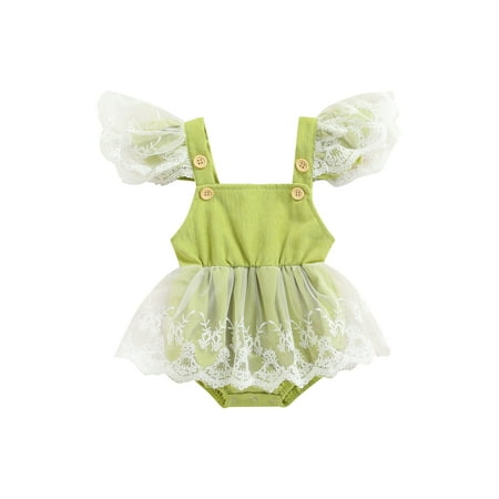 

IZhansean Newborn Baby Girls Romper Infant Lace Ruffled Fly Sleeves Corduroy Bodysuit Jumpsuit Summer Clothes