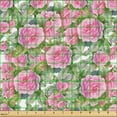 thumbnail image 2 of Ambesonne Floral Fabric by the Yard Upholstery, Pinkish Flowers Garden Plot, 2 Yards, Hot Pink Khaki Green, 2 of 5