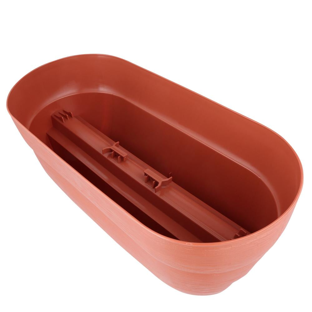 Bloomers Rail Picker Self-Watering Rail Planter Grow Box – 24" Weatherproof Resin Planter  – Terracotta