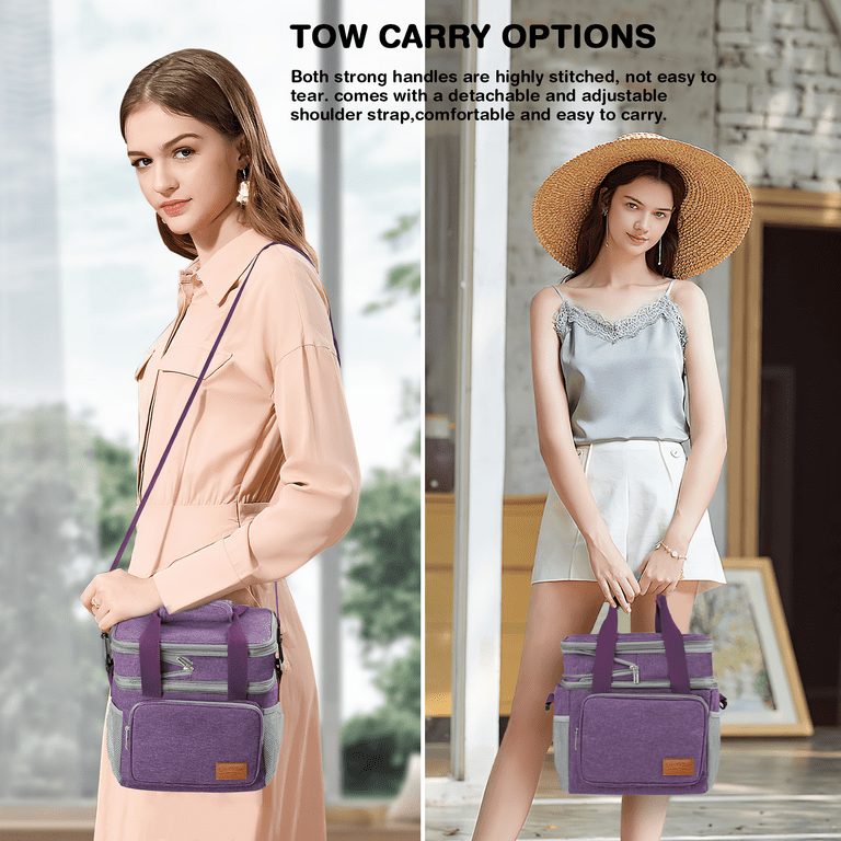 Insulated Lunch Bag for Women Men 17L Expandable Double Deck