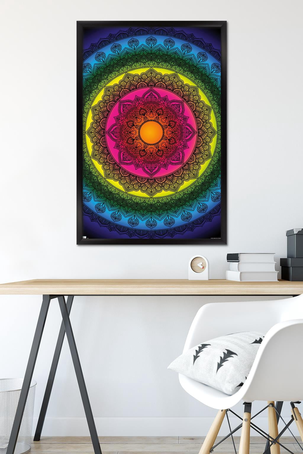 Delyth Angharad - Rainbow Mandalas Wall Poster, 22.375" x 34" Framed