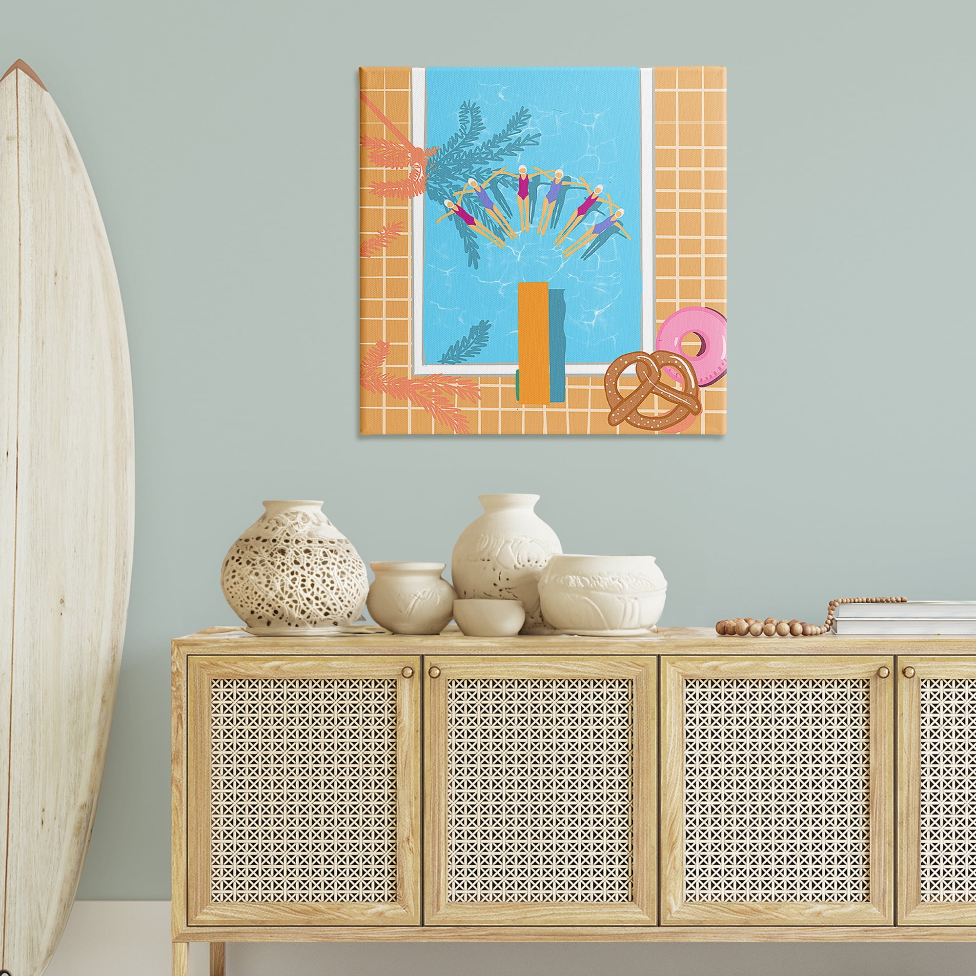 Stupell Industries In Sync Pool Swimmers People Painting Wrapped Canvas Art Print Wall Art, 36 x 36