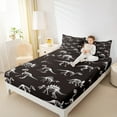 thumbnail image 4 of Manfei Dinosaur Skeleton Twin Sheet Sets,Dino Skull Twin Fitted Sheet,White Black Flat Sheet For Boys Kids,Ultra Soft Home Decor,3 Pieces, 4 of 7