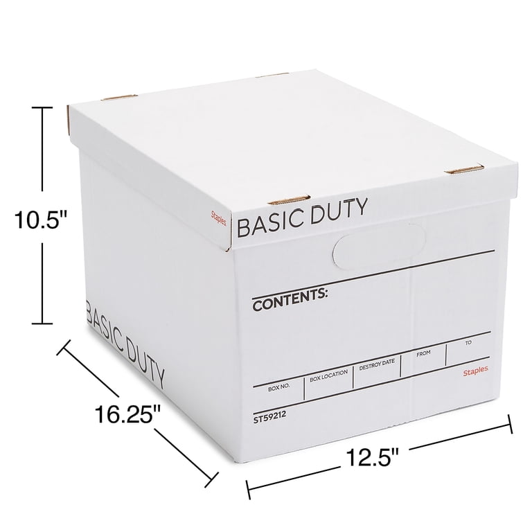 Staples Corrugated File Storage Boxes, White/Black, 20-Pack photo 3