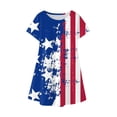 thumbnail image 3 of Quealent Girls 4th of July Dress Toddler Girl American Flag Dresses Short Sleeve Patriotic Clothes Independence Day Outfits Summer Girl Casual Dress Party Clothes Blue,3-4 Years, 3 of 4
