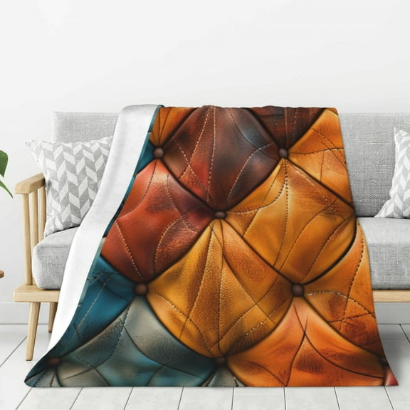 Colorful Leather Pattern Lightweight Plush Fuzzy Cozy Soft Blankets 40"X30"