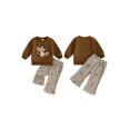 thumbnail image 2 of Cjfdfy Toddler Baby Boy Girl Thanksgiving Outfit Turkey Football Embroidery Long Sleeve Pullover Plaid Flare Pants Little Baby Cute My First Thanksgiving Fall Winter Outfit 6M-4Y, 2 of 9