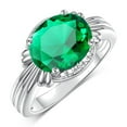 thumbnail image 1 of RYLOS Bagues pour Femmes Bague en or Blanc 14K Pierre Précieuse 12X10MM et Diamants Superbe Bague pour Doigt du Milieu Ou Index Mai Émeraude Bijoux Taille 8, 1 of 7