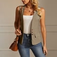 thumbnail image 5 of ClodeEU Women's Open Front Sleeveless Dress Vest,Casual Button Down Waistcoat Jacket Khaki,Women's Plus L, 5 of 8