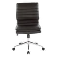thumbnail image 3 of Armless Mid Back Manager's Faux Leather Chair in Black with Chrome Base, 3 of 8