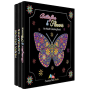 3 Book set of Adult Coloring Books. Butterflies and Flowers, Henna, and Landmarks