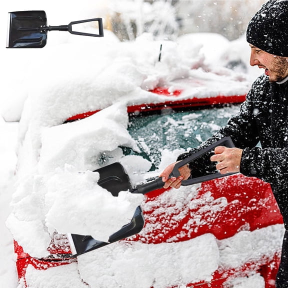 Winter Snow Shovel,Foldable Short Snow Shovel with Ergonomic Handle,Space Saving and Convenient,Suitable for Cars, Snowmobiles, Camping and Mud(25.2x9.4inch)