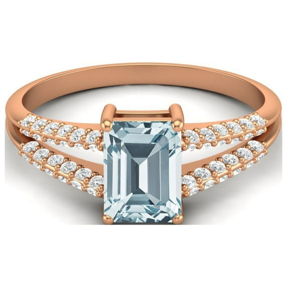 7X5MM Blue Topaz 925 Sterling Silver Rose Plated Solitaire Women Valentines Day Gifts Ring