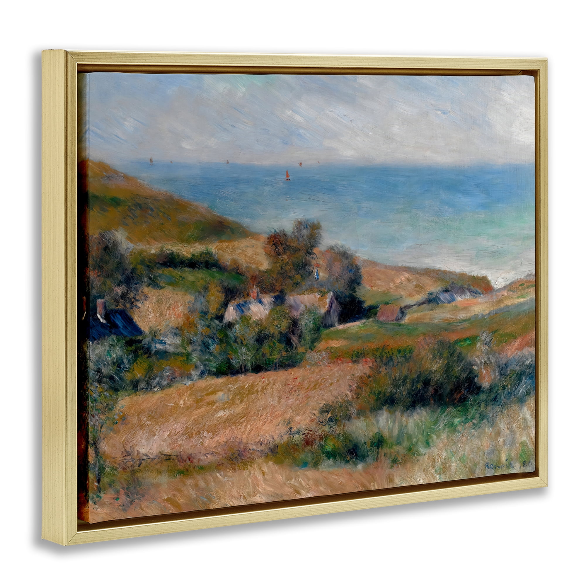 View Of The Seacoast Renoir Gold Framed Floater Canvas Wall Art, design by Pierre-Auguste Renoir