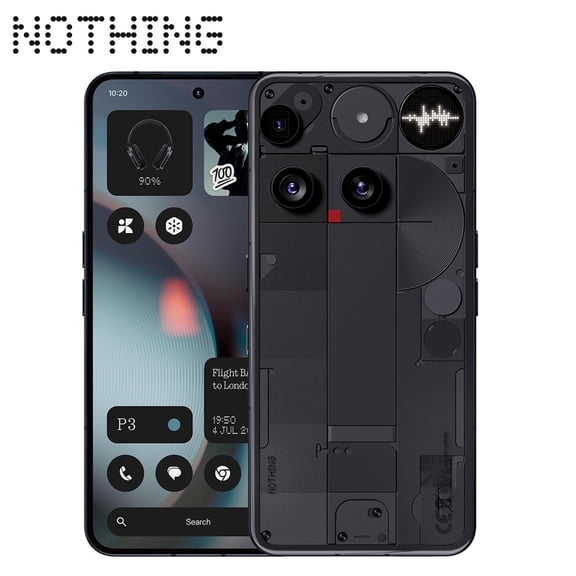 Nothing Phone 3 Unlook Phones Snapdragon 8s, 256GB Android Smartphone Glyph Matrix 6.77'' 50MP Cam, 65W Fast Charging NFC, Black