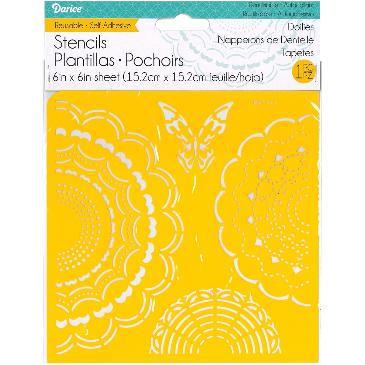 Reusable Self Adhesive Stencil 6"X6"Doilies