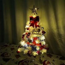 White Christmas Tree,Table Top Christmas Tree Warm White & Colorful Change Lights with Battery Operated, Small Mini Christmas Tree with Ornaments for Table Indoor Home Office Holiday