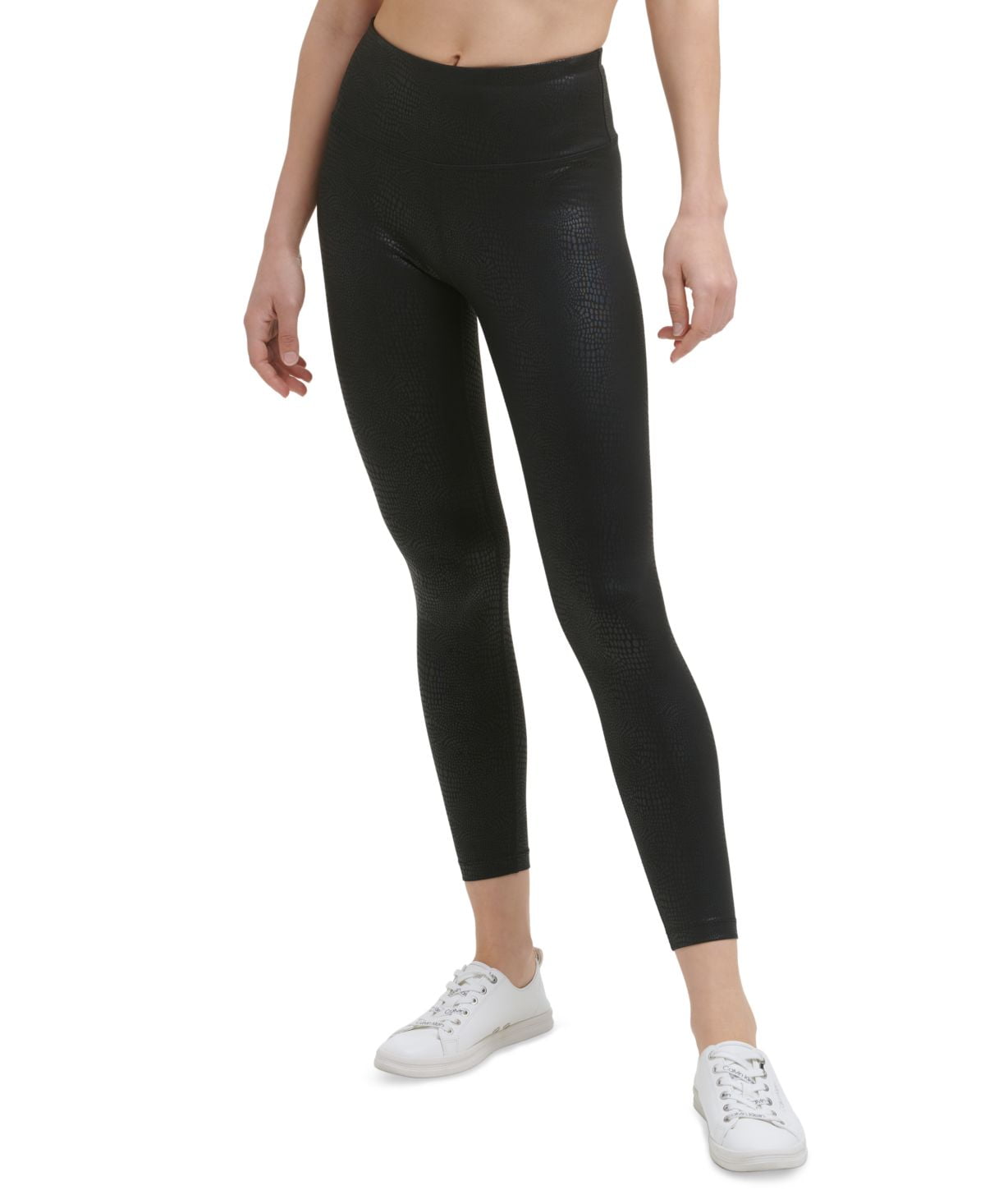 Calvin Klein Womens Performance MetallicPrint HighWaist 7/8 Length Leggings