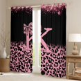 thumbnail image 2 of Erosebridal Fashion Letter K Monogrammed Black Out Curtains For Cheetah Lover,Kids Pink Leopard Pattern Curtains Pack of 2 (42x63 Each) For Girls Women, 2 of 7