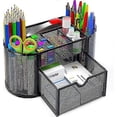 thumbnail image 2 of Black Multifunctional Mesh Desk Manager with 8 Compartments and 1 Drawer for Office, Home, School, Classroom, 2 of 5