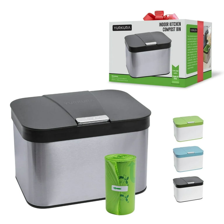 Kitchen Compost Bin with Lid - 1.85 Gallon - Countertop Composter for  Organic