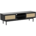 thumbnail image 4 of mopio Haylee TV Stand, Modern Farmhouse Television Stand for 55/60/65 inch TV, Natural Rattan Boho Entertainment Center with Storage, Media Console Credenza Table for Living Room, Bedroom (Black 59"), 4 of 10