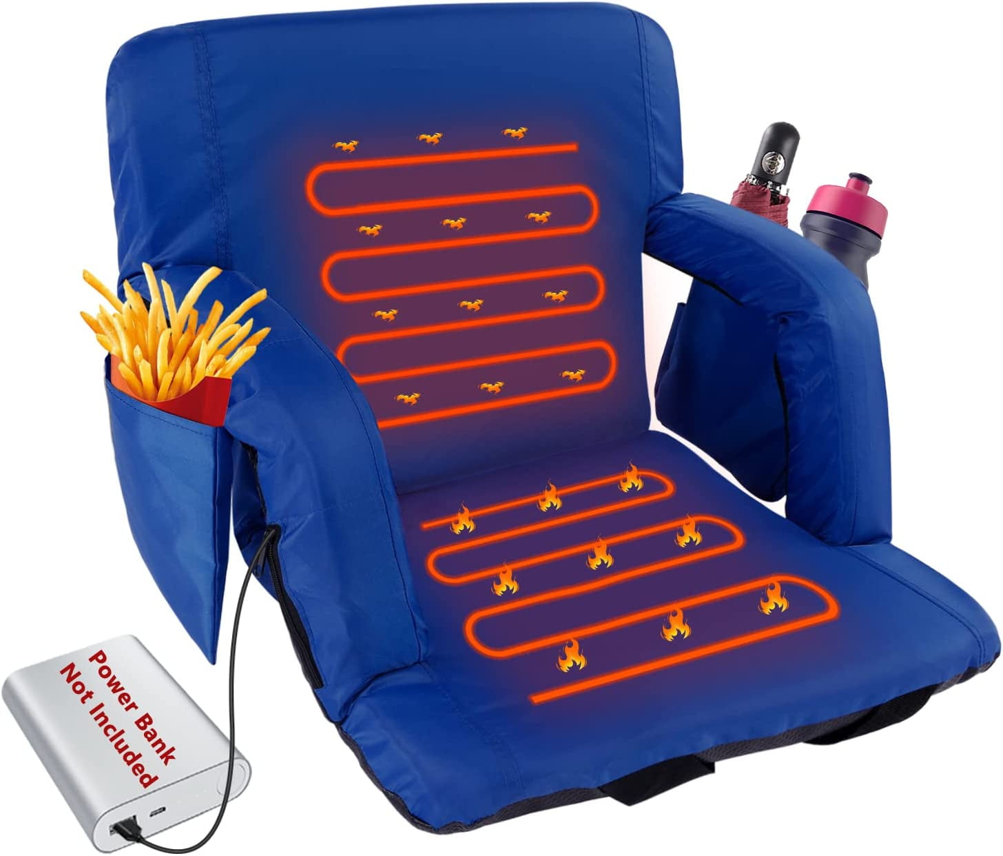 Heated Stadium Seats for Bleachers with Back Support, Arm Support