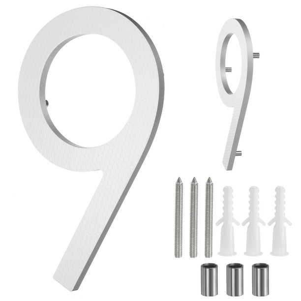Uxcell 8" Número de casa flotante de aluminio sólido para exteriores (Número 9, plata reflectante)