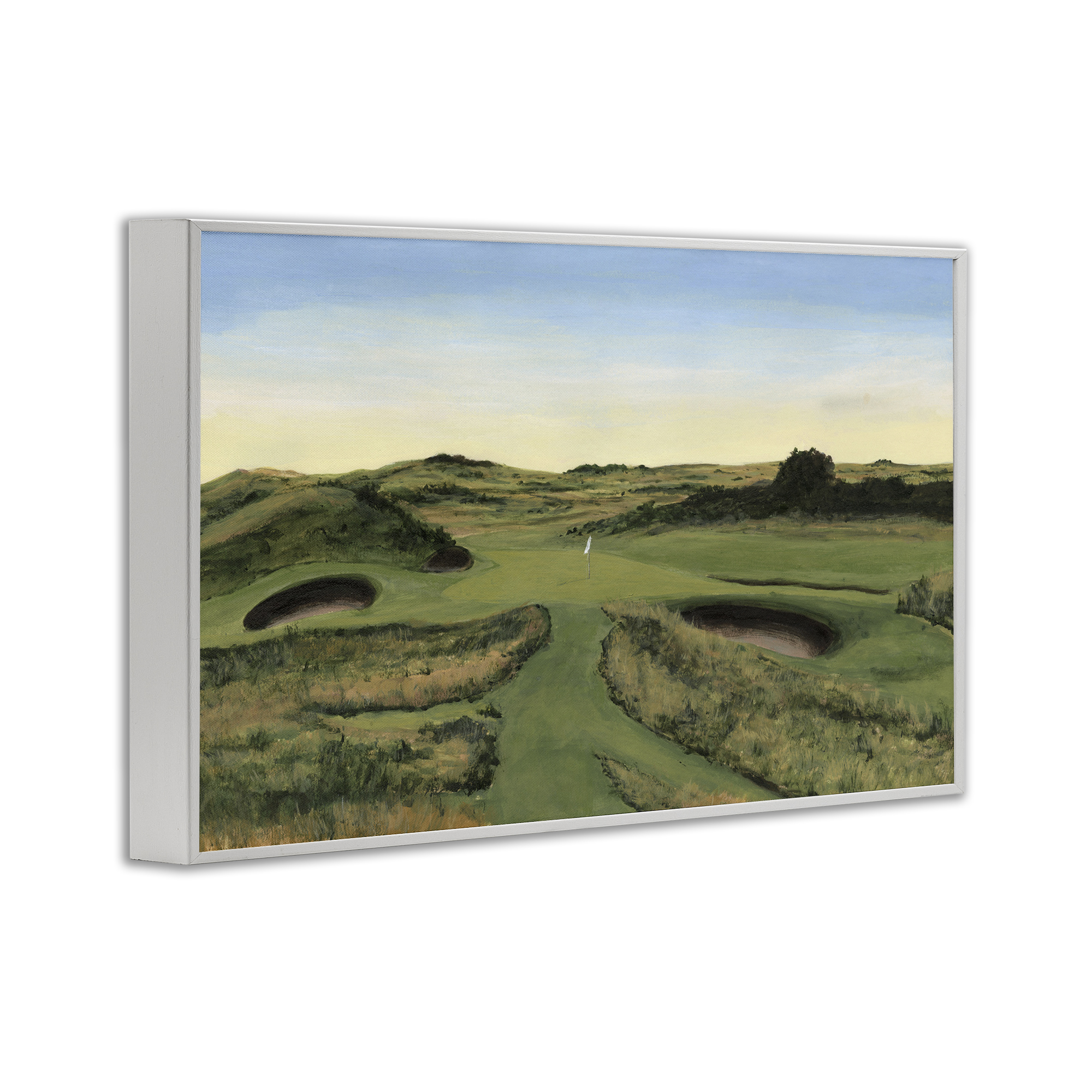 Stupell Industries Golf Field Landscape Landscape Painting White Framed Art Print Wall Art, 24 x 16