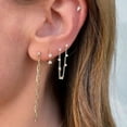 thumbnail image 2 of Zircons Stud Earrings For Women Double Studs Chain Tassel Piercing Earring 18K Gold Plated Cartilage Cubic Zirconia Two Hole Wedding Climber Crawler Wrap Earrings Threader Dangle Eternity Gift Mom Bff, 2 of 6
